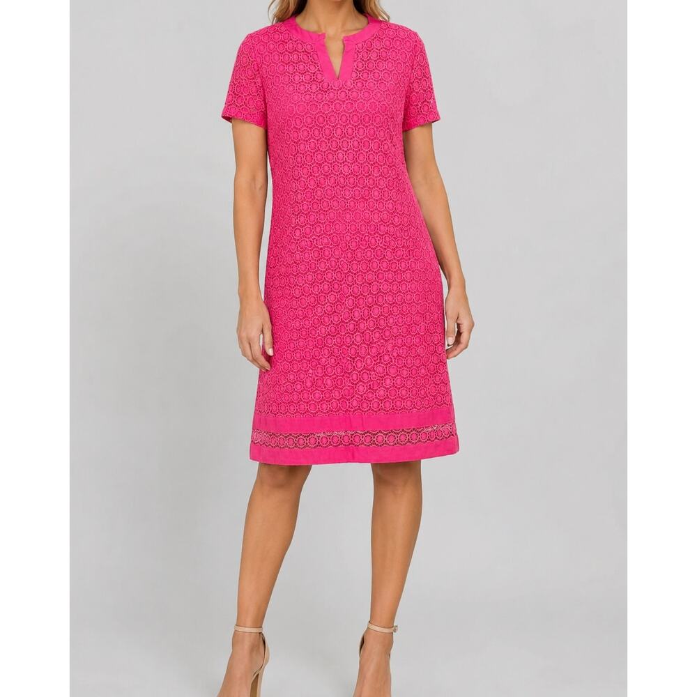 Isaac Mizrahi Live Pink Lace Lined Shift Dress Size Medium